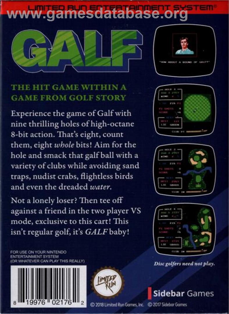 Galf - Nintendo NES - Artwork - Box Back