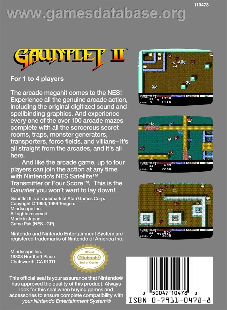Gauntlet 2 - Nintendo NES - Artwork - Box Back