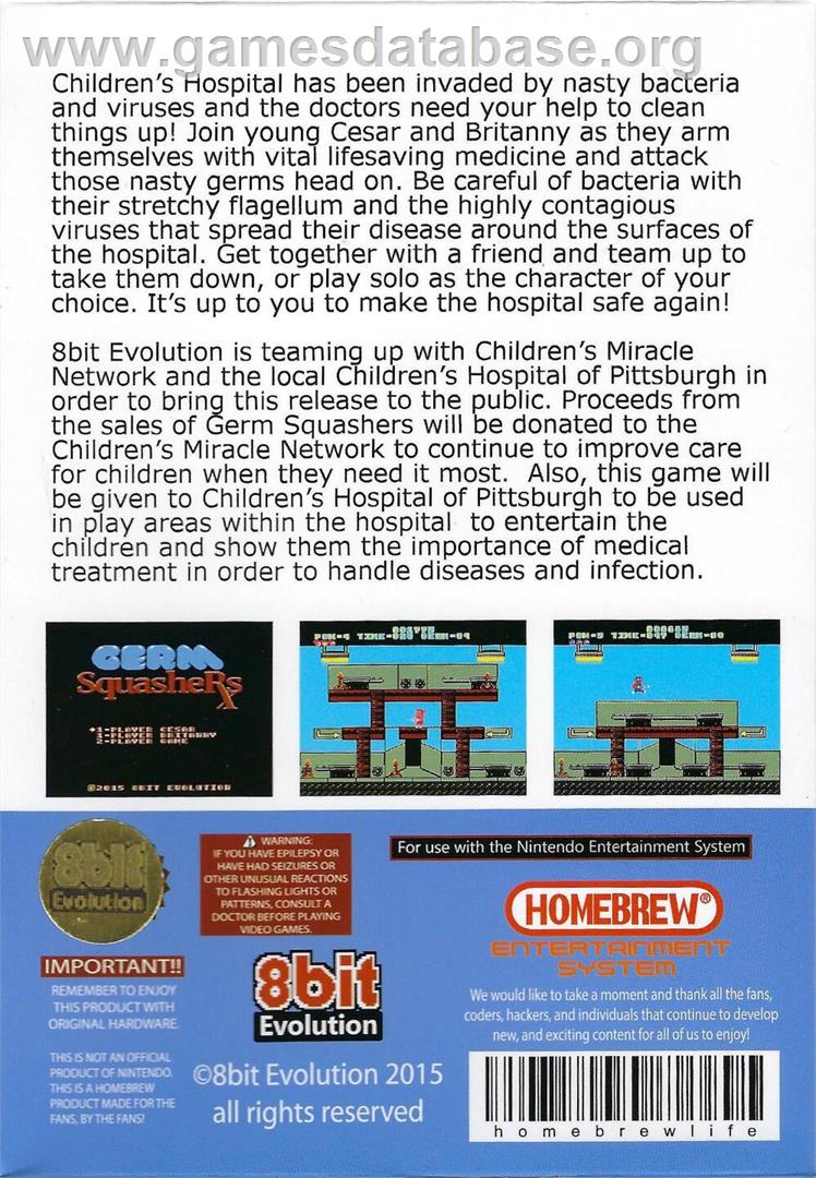 Germ Squashers - Nintendo NES - Artwork - Box Back