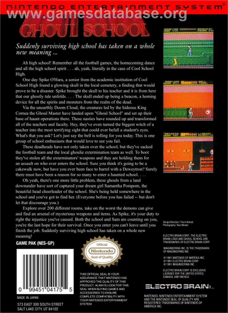 Ghoul School - Nintendo NES - Artwork - Box Back