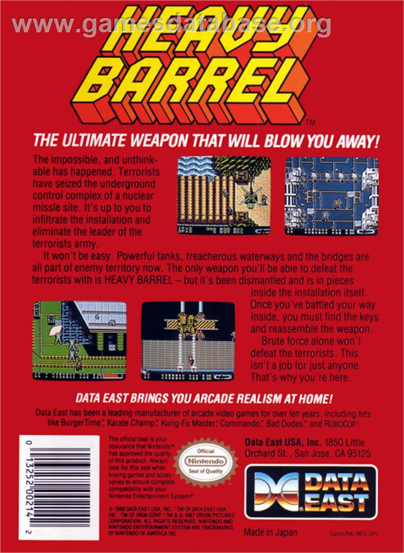 Heavy Barrel - Nintendo NES - Artwork - Box Back