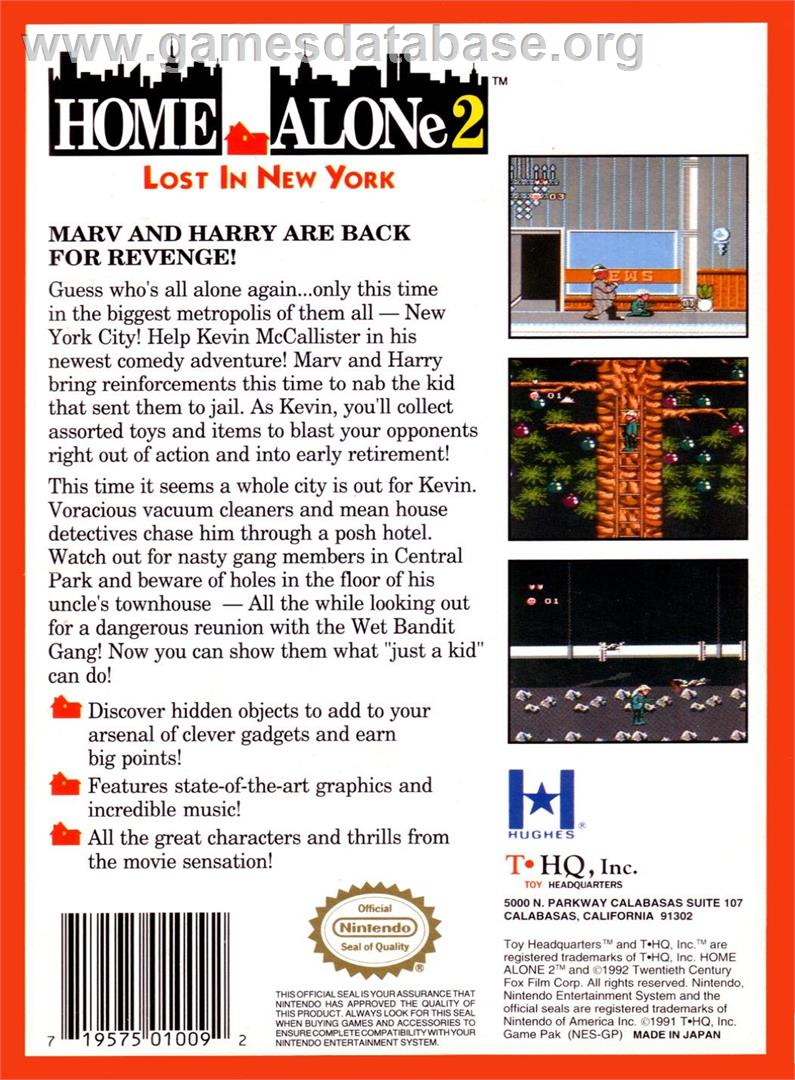 Home Alone 2 - Lost In New York - Nintendo NES - Artwork - Box Back