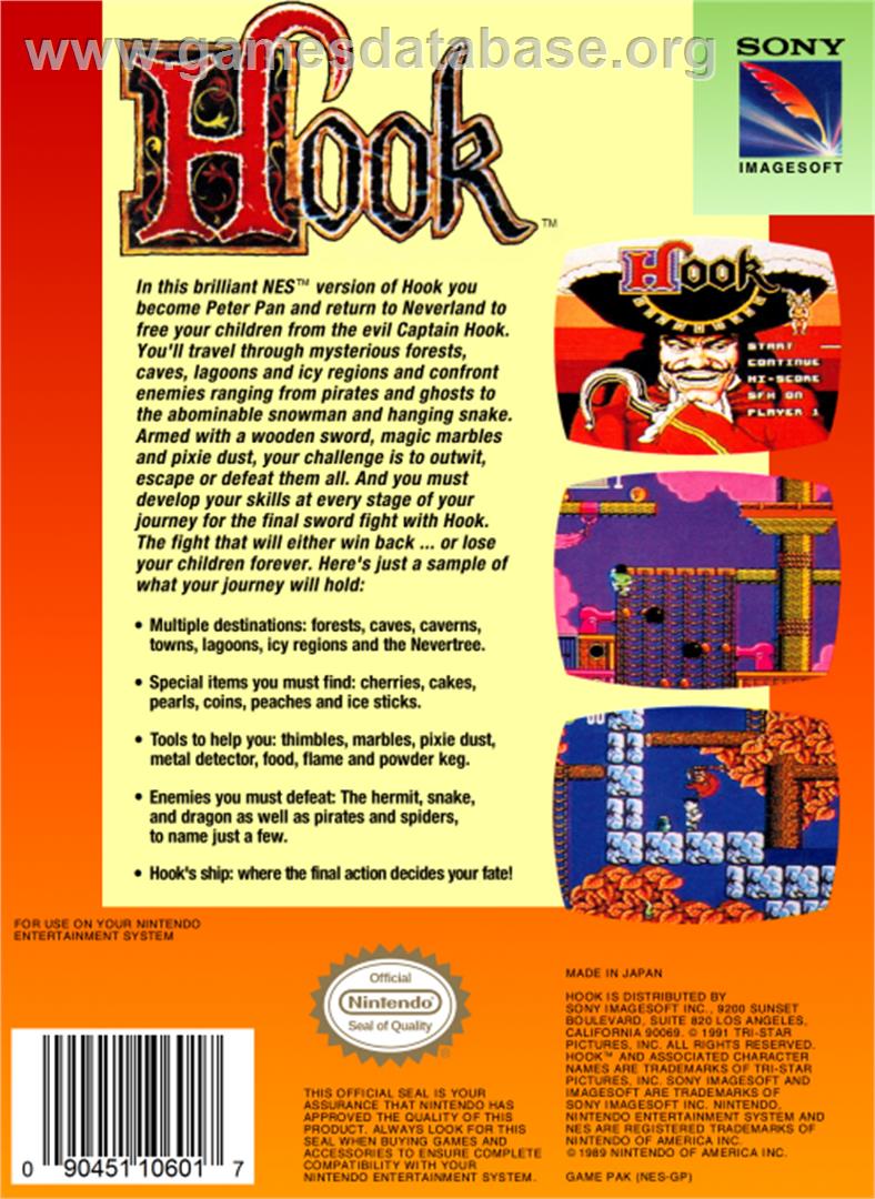 Hook - Nintendo NES - Artwork - Box Back