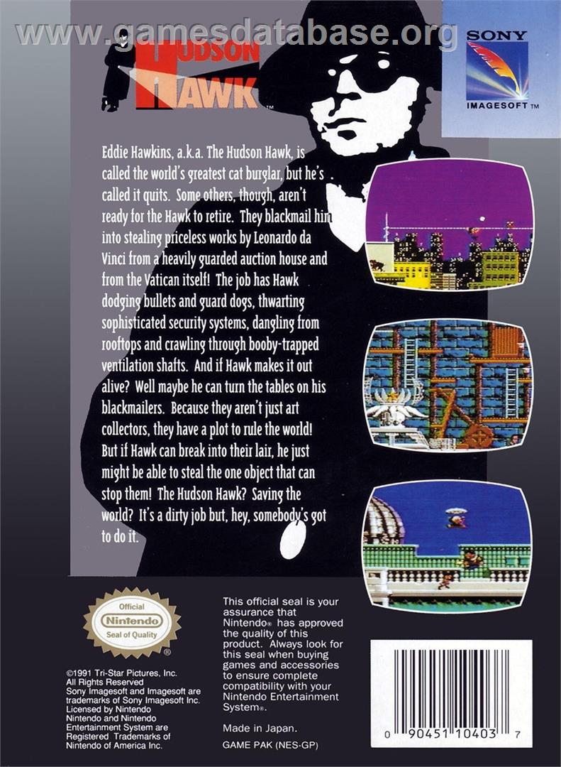 Hudson Hawk - Nintendo NES - Artwork - Box Back
