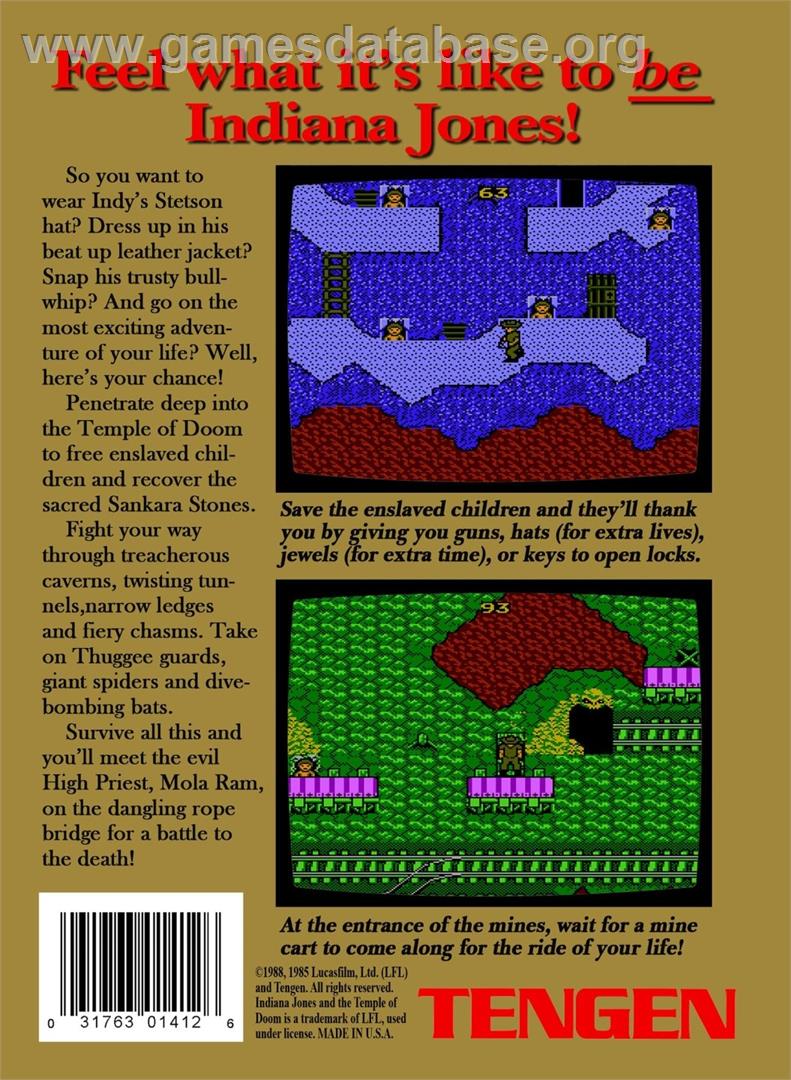 Indiana Jones And The Temple Of Doom - Nintendo NES - Artwork - Box Back