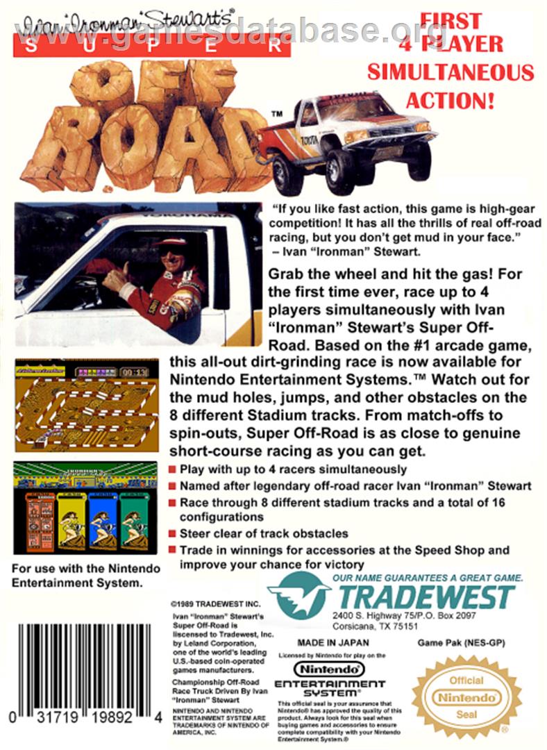 Ironman Ivan Stewart's Super Off-Road - Nintendo NES - Artwork - Box Back