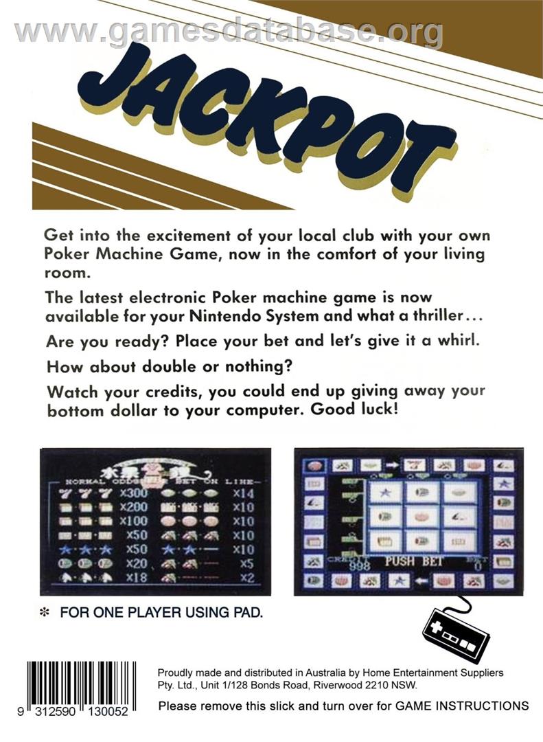 Jackpot - Nintendo NES - Artwork - Box Back