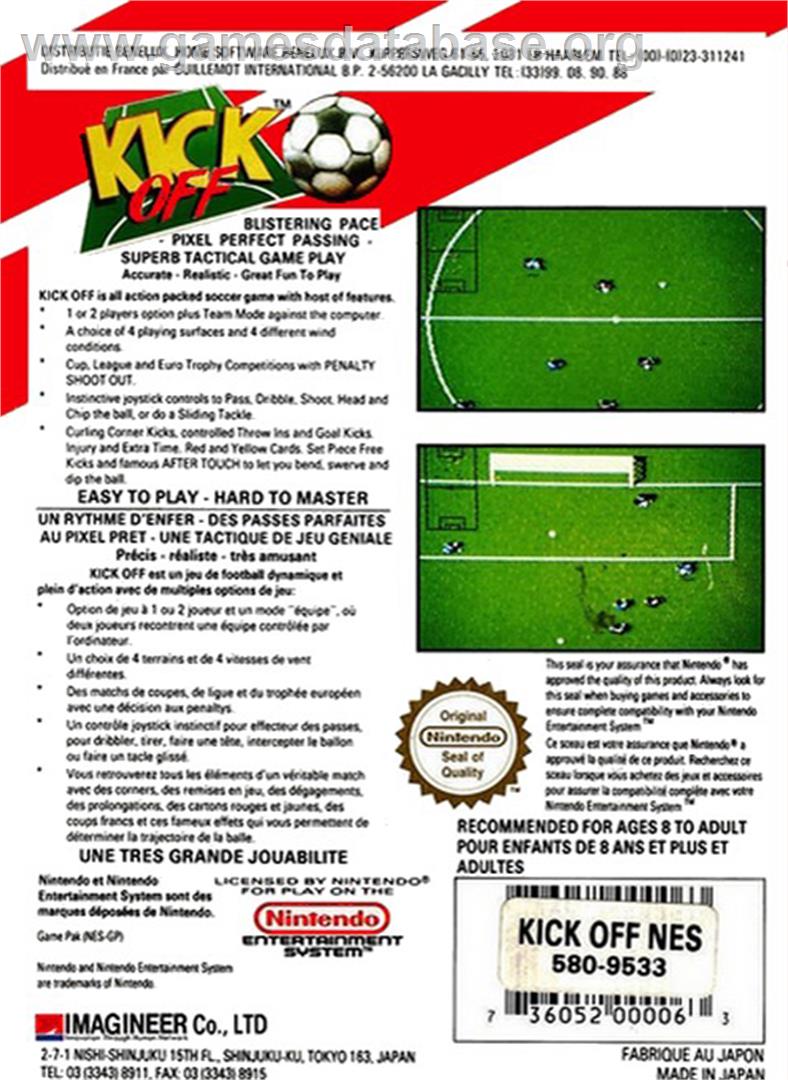 Kick Off - Nintendo NES - Artwork - Box Back