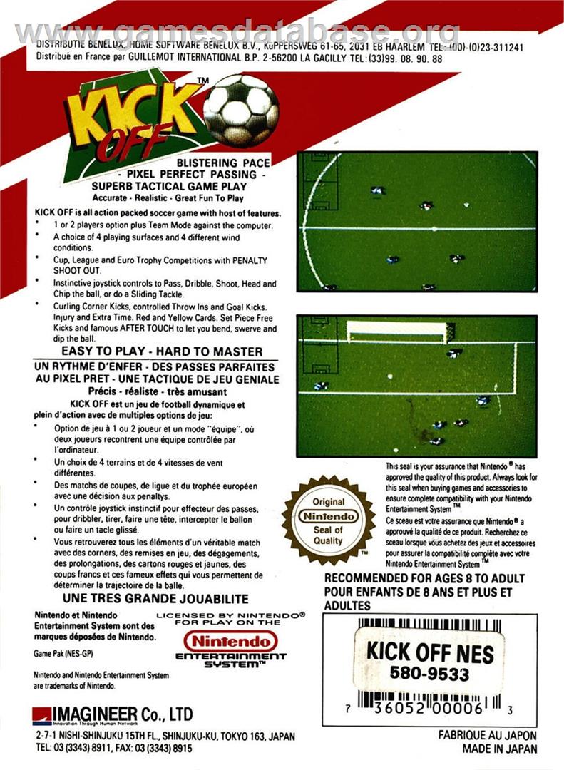 Kick Off - Nintendo NES - Artwork - Box Back