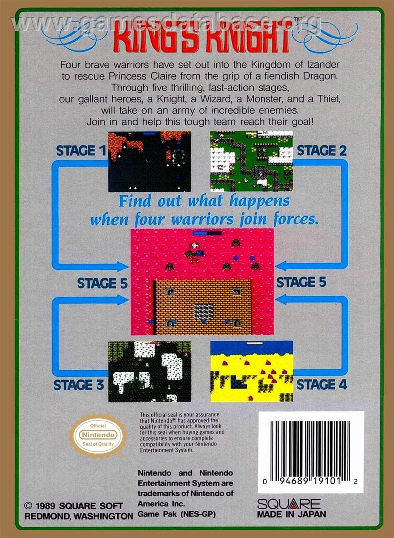 King's Knight - Nintendo NES - Artwork - Box Back