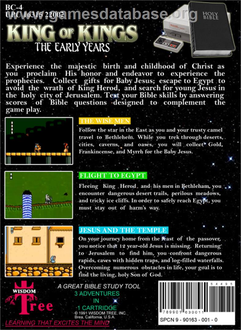 King of Kings: The Early Years - Nintendo NES - Artwork - Box Back