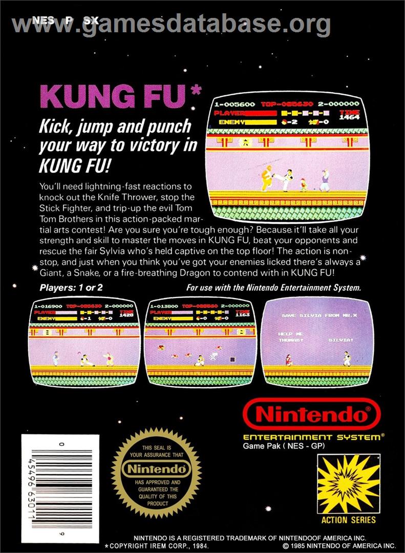 Kung Fu - Nintendo NES - Artwork - Box Back