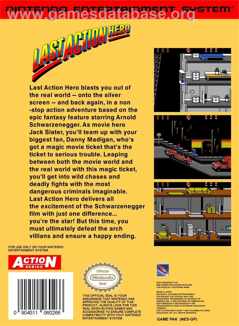 Last Action Hero - Nintendo NES - Artwork - Box Back