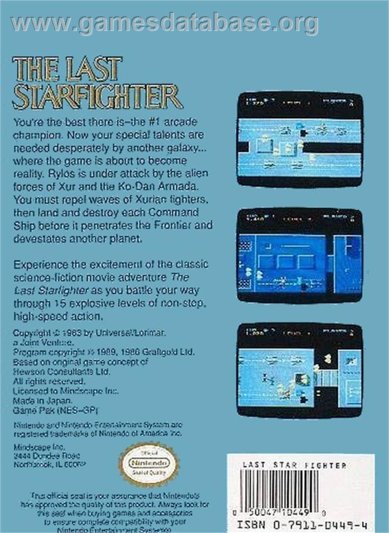 Last Starfighter - Nintendo NES - Artwork - Box Back