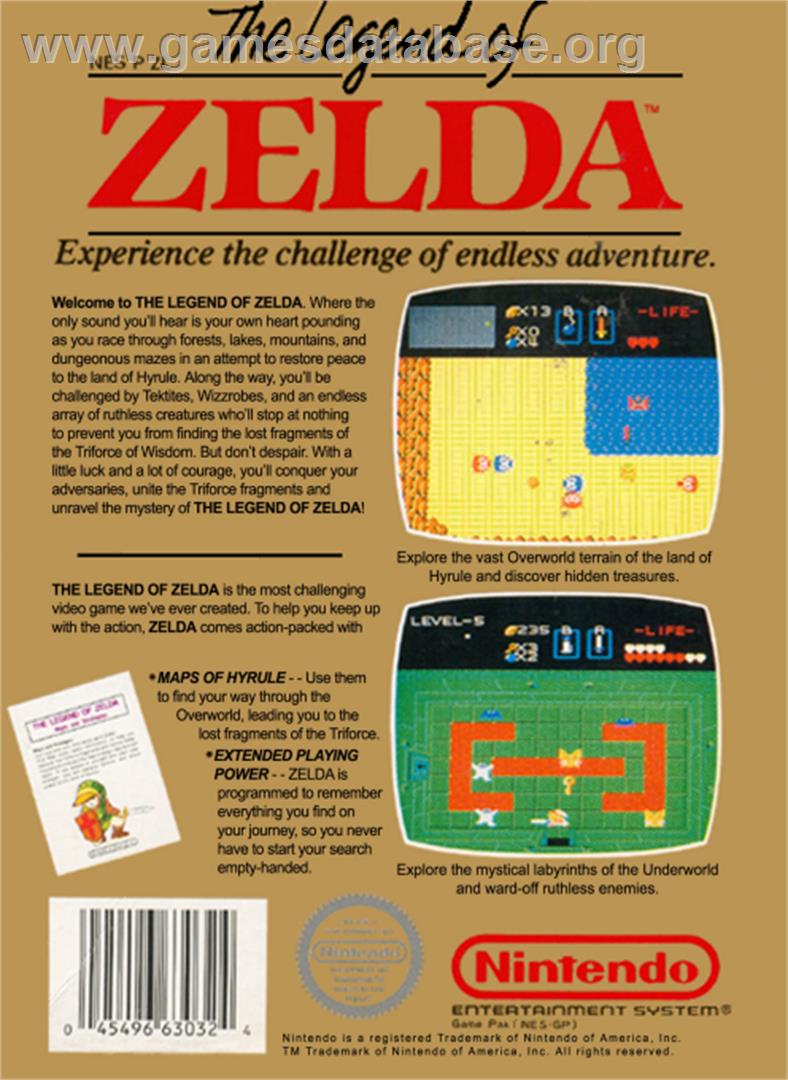 Legend of Zelda - Nintendo NES - Artwork - Box Back