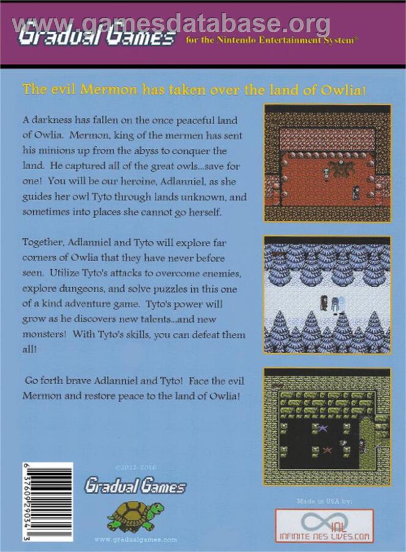 Legends of Owlia, The - Nintendo NES - Artwork - Box Back