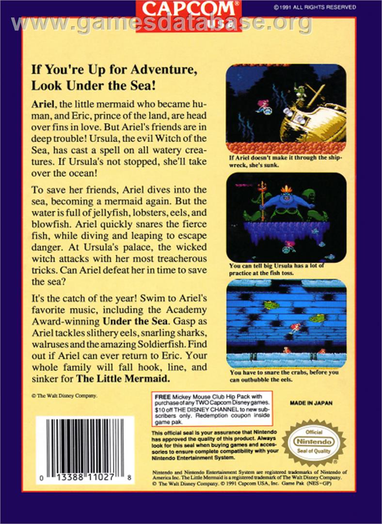 Little Mermaid - Nintendo NES - Artwork - Box Back