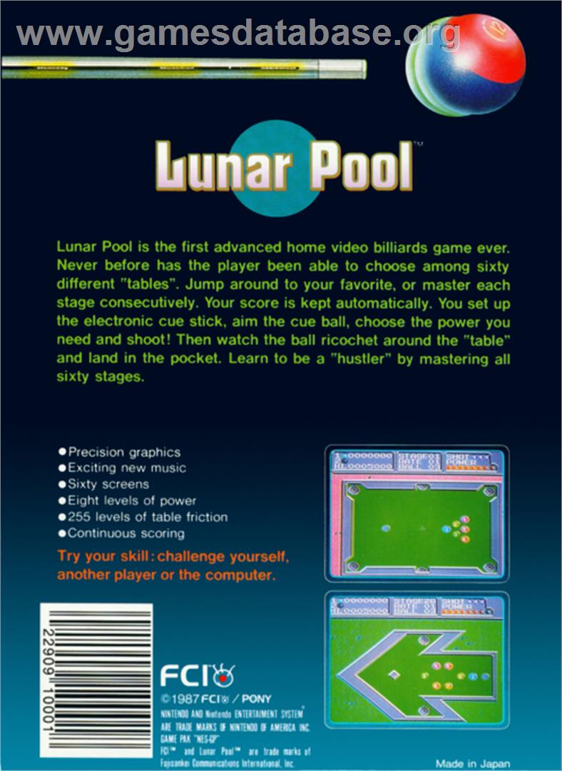 Lunar Pool - Nintendo NES - Artwork - Box Back