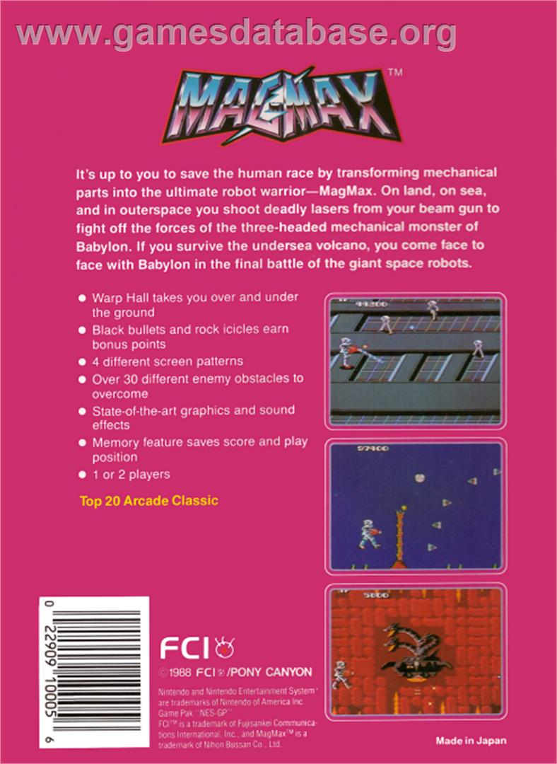 Mag Max - Nintendo NES - Artwork - Box Back