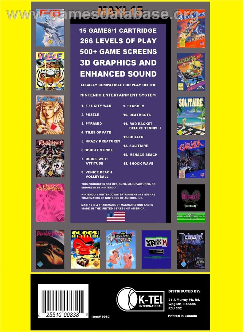 Maxi 15 - Nintendo NES - Artwork - Box Back