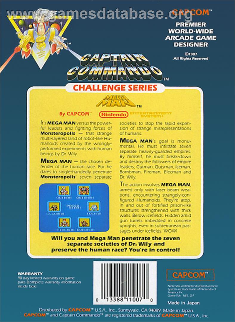Mega Man - Nintendo NES - Artwork - Box Back