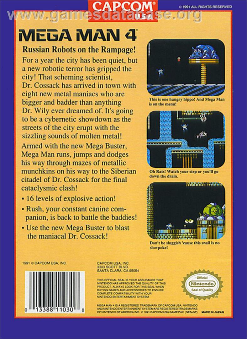 Mega Man 4 - Nintendo NES - Artwork - Box Back