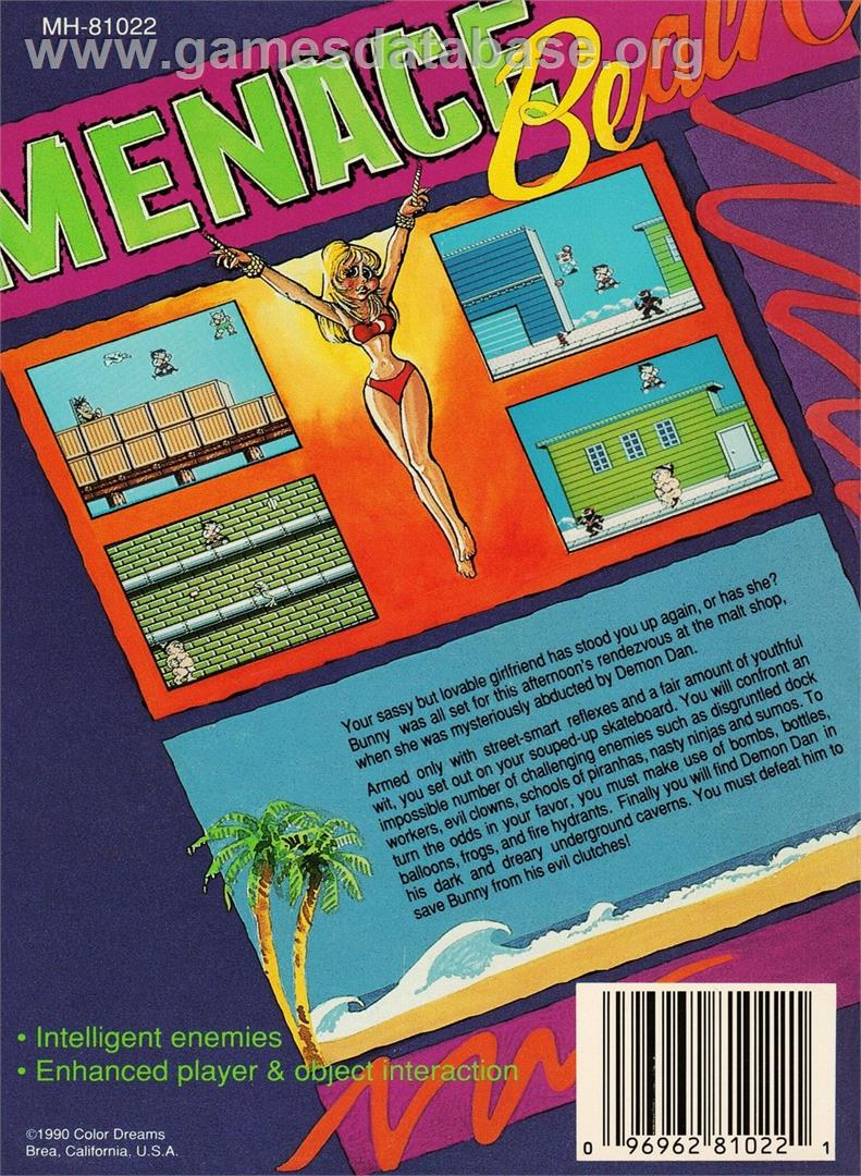 Menace Beach - Nintendo NES - Artwork - Box Back
