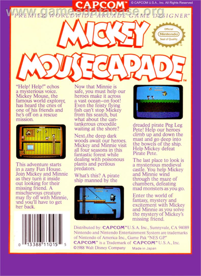 Mickey Mousecapade - Nintendo NES - Artwork - Box Back
