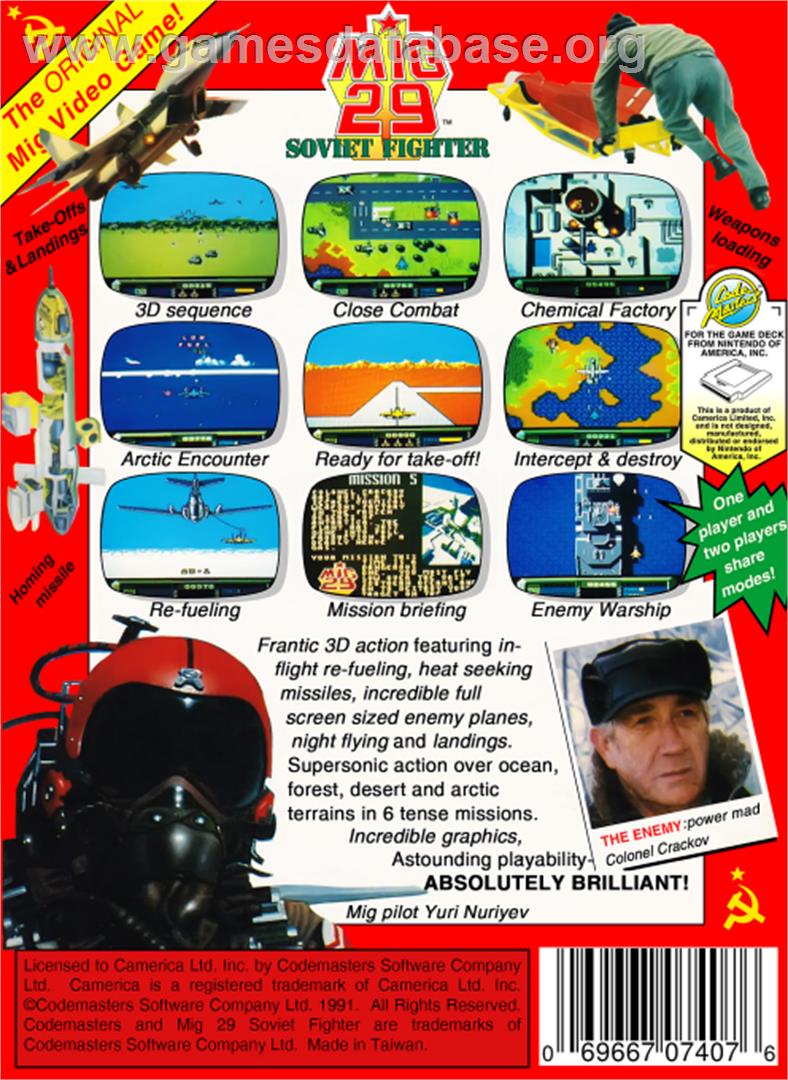 Mig-29 Soviet Fighter - Nintendo NES - Artwork - Box Back