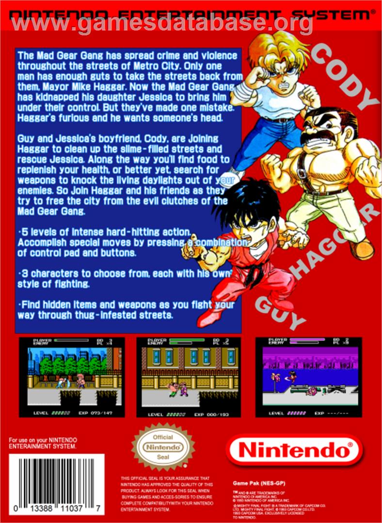 Mighty Final Fight - Nintendo NES - Artwork - Box Back