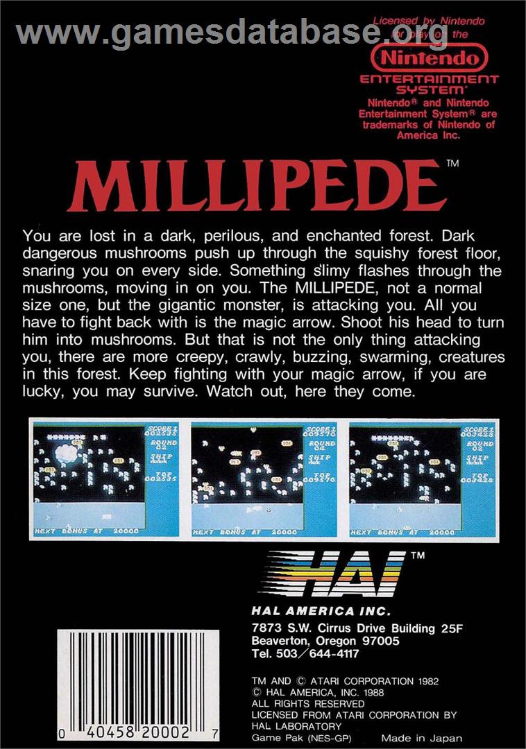 Millipede - Nintendo NES - Artwork - Box Back