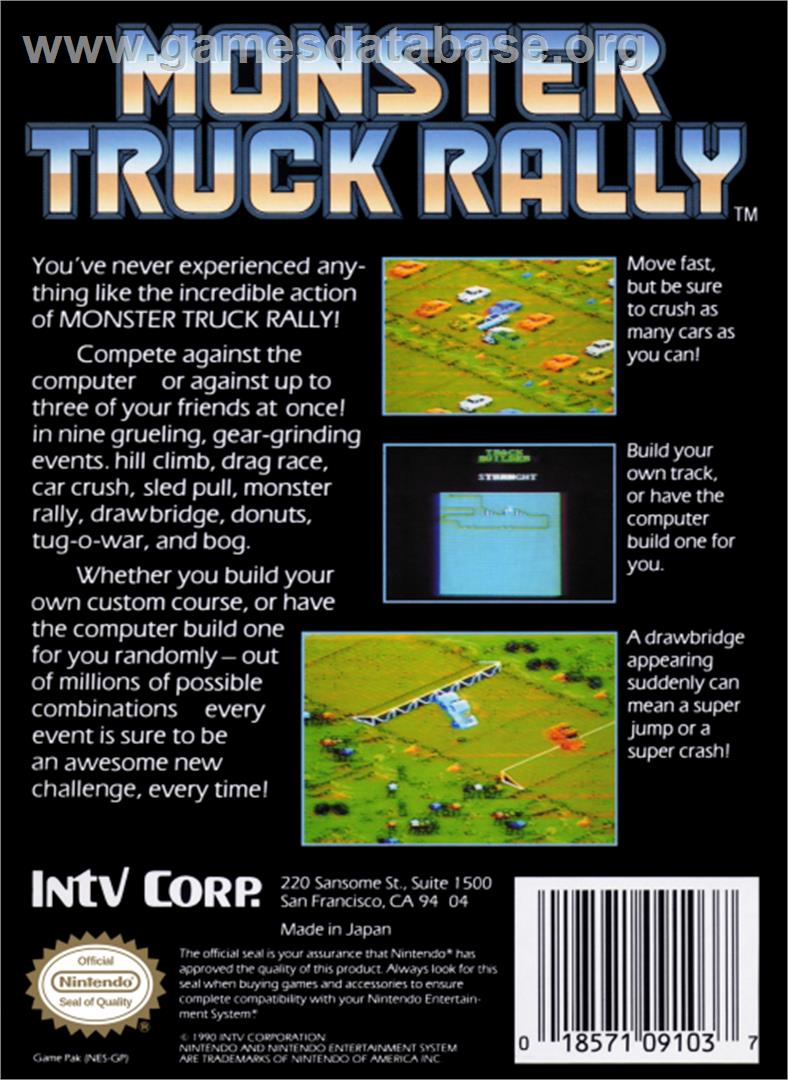 Monster Truck Rally - Nintendo NES - Artwork - Box Back