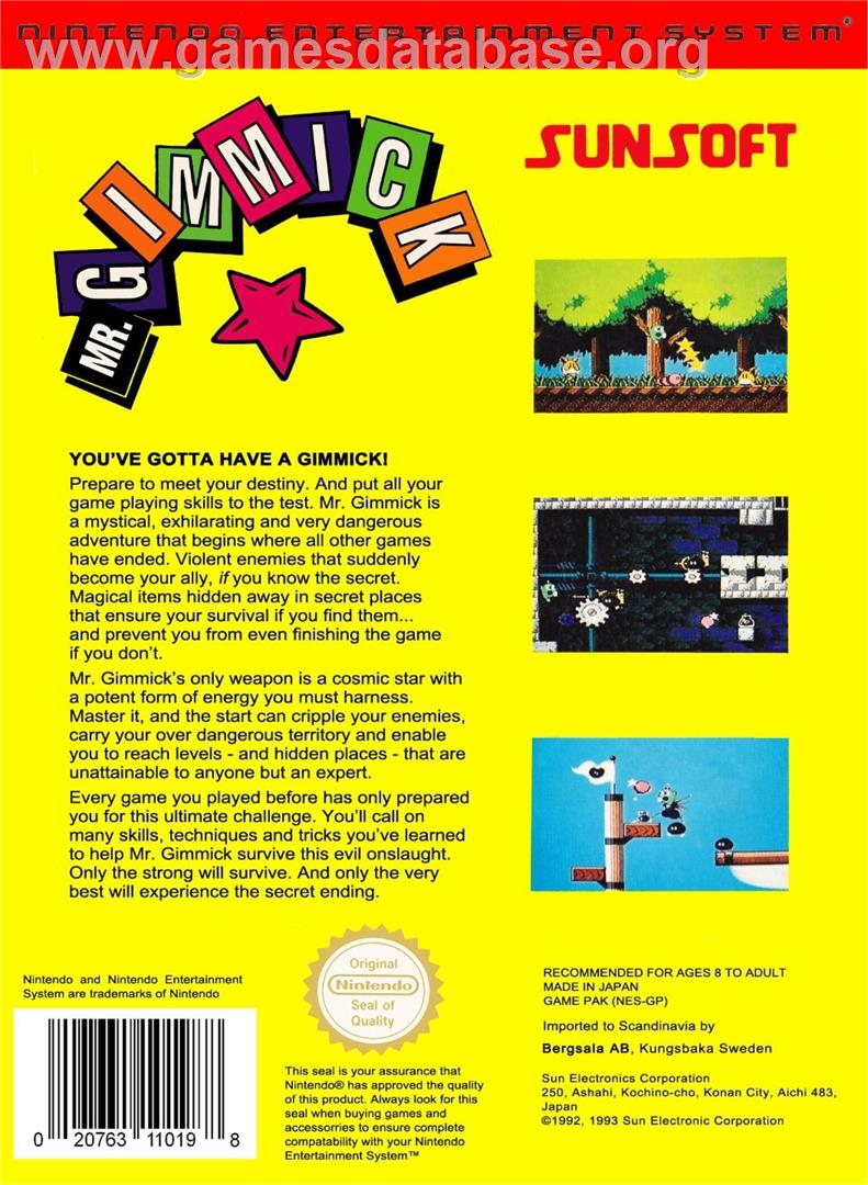 Mr Gimmick - Nintendo NES - Artwork - Box Back