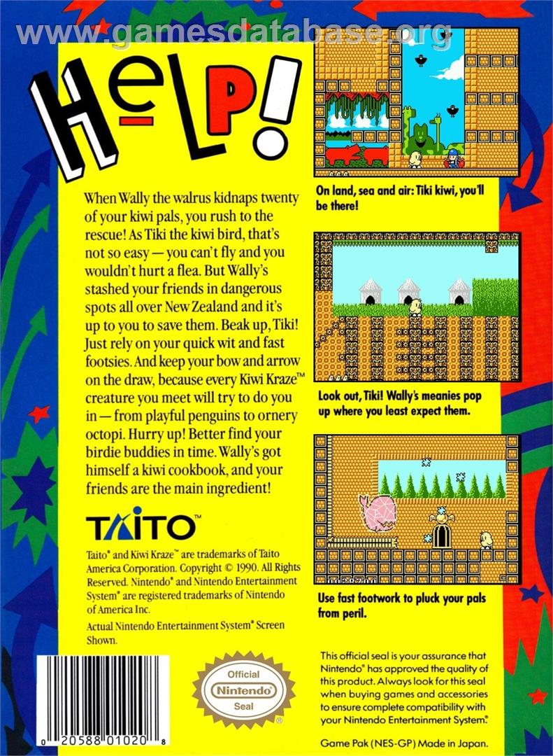 New Zealand Story, The - Nintendo NES - Artwork - Box Back