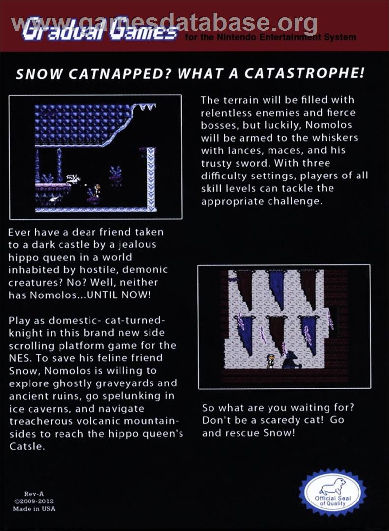 Nomolos - Storming the CATsle - Nintendo NES - Artwork - Box Back
