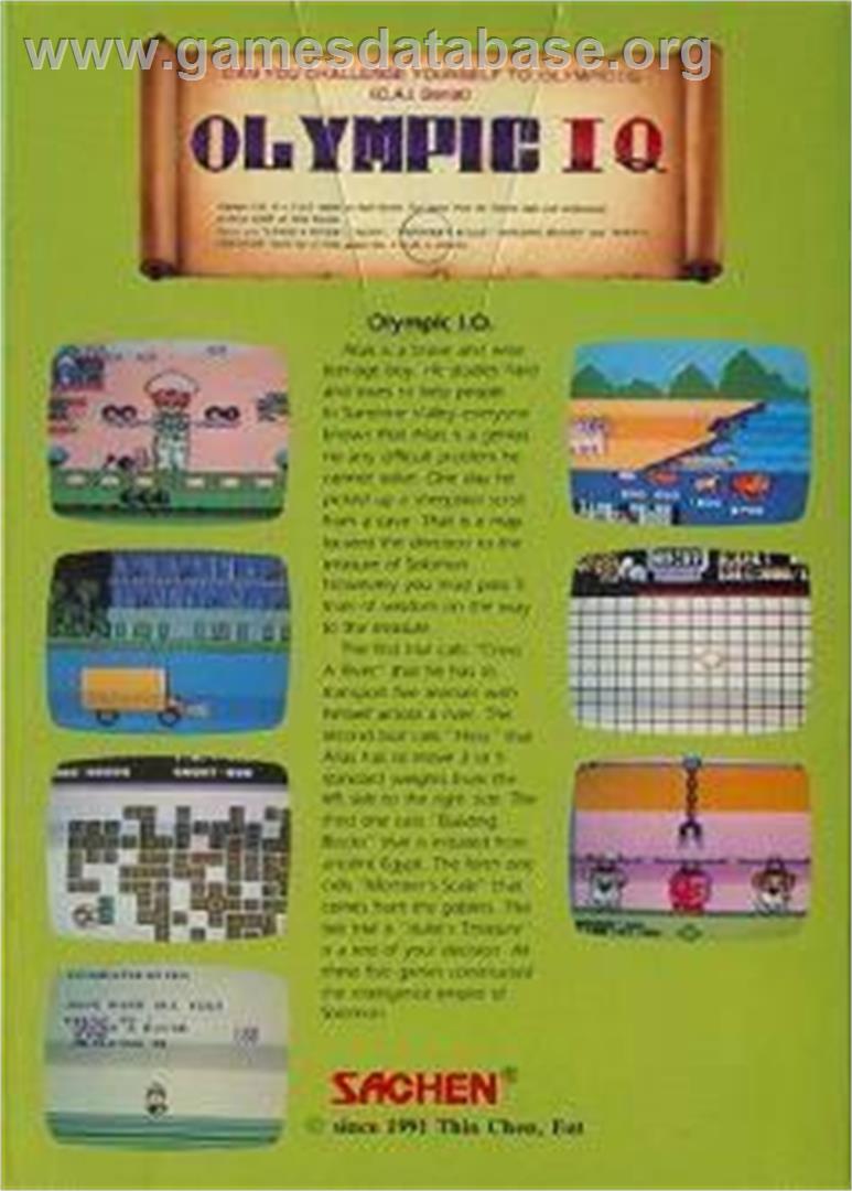 Olympic I.q. - Nintendo NES - Artwork - Box Back