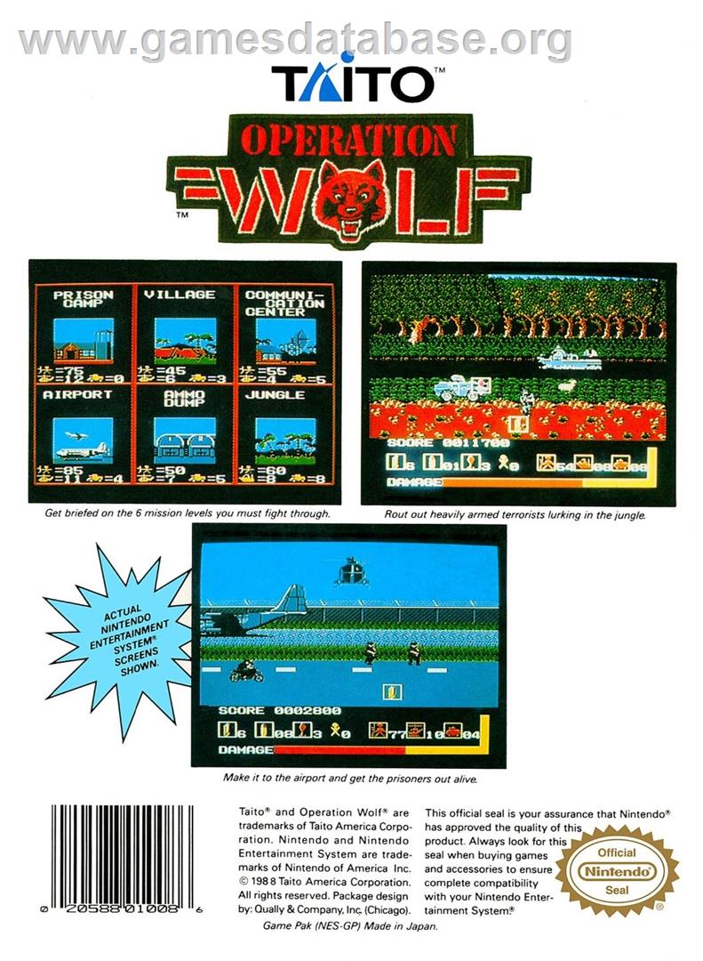 Operation Wolf - Nintendo NES - Artwork - Box Back
