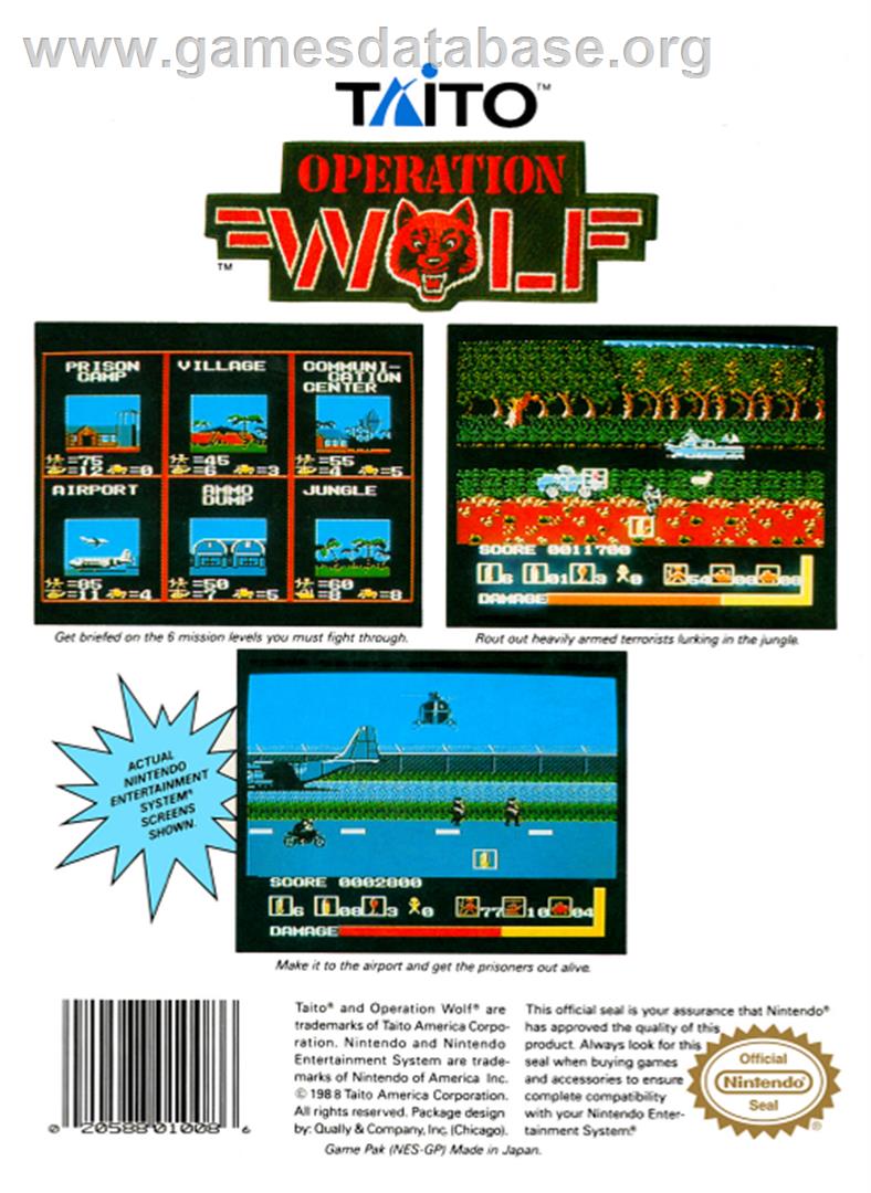 Operation Wolf - Nintendo NES - Artwork - Box Back