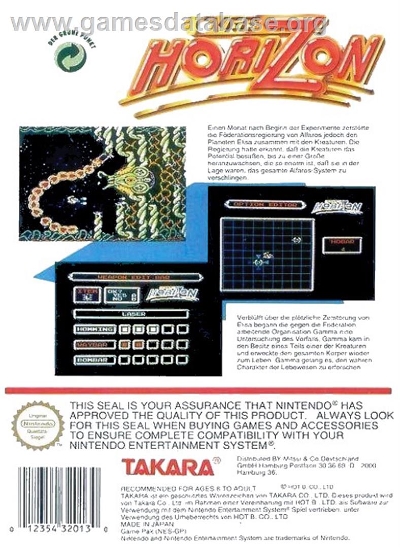 Over Horizon - Nintendo NES - Artwork - Box Back