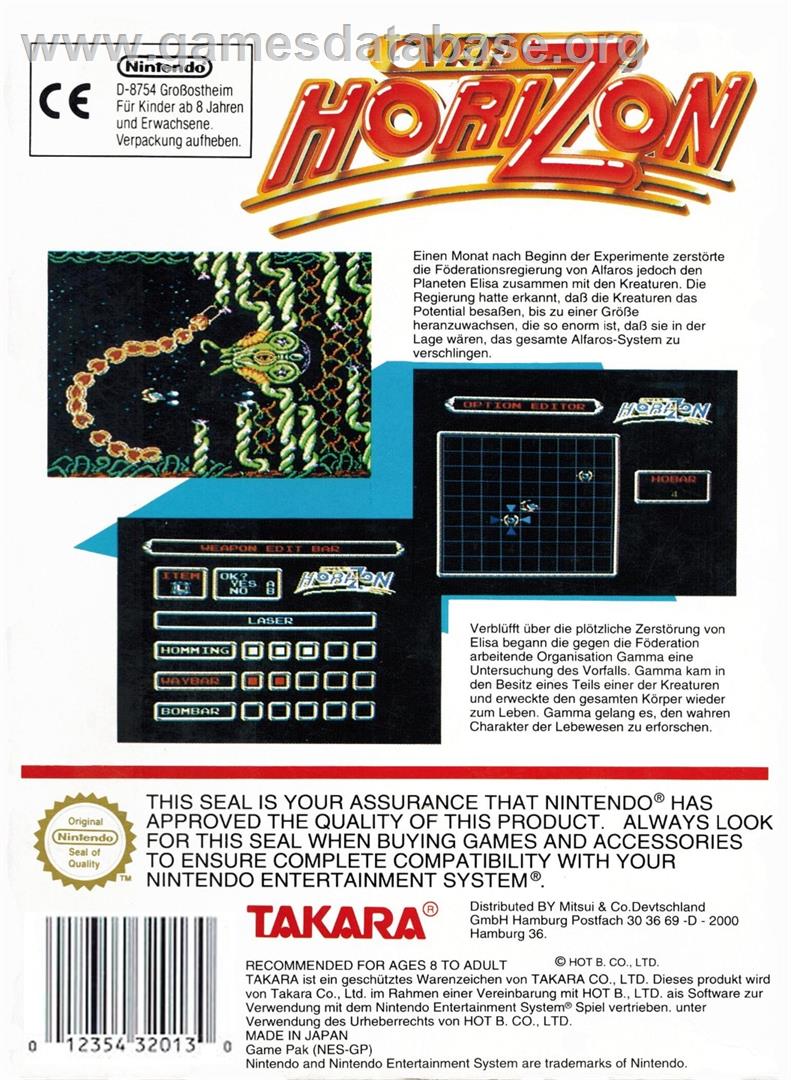 Over Horizon - Nintendo NES - Artwork - Box Back