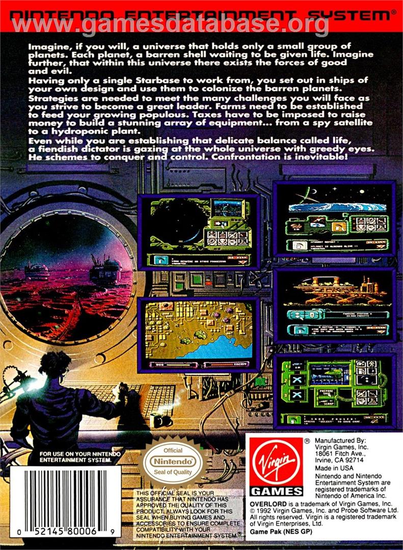 Overlord - Nintendo NES - Artwork - Box Back