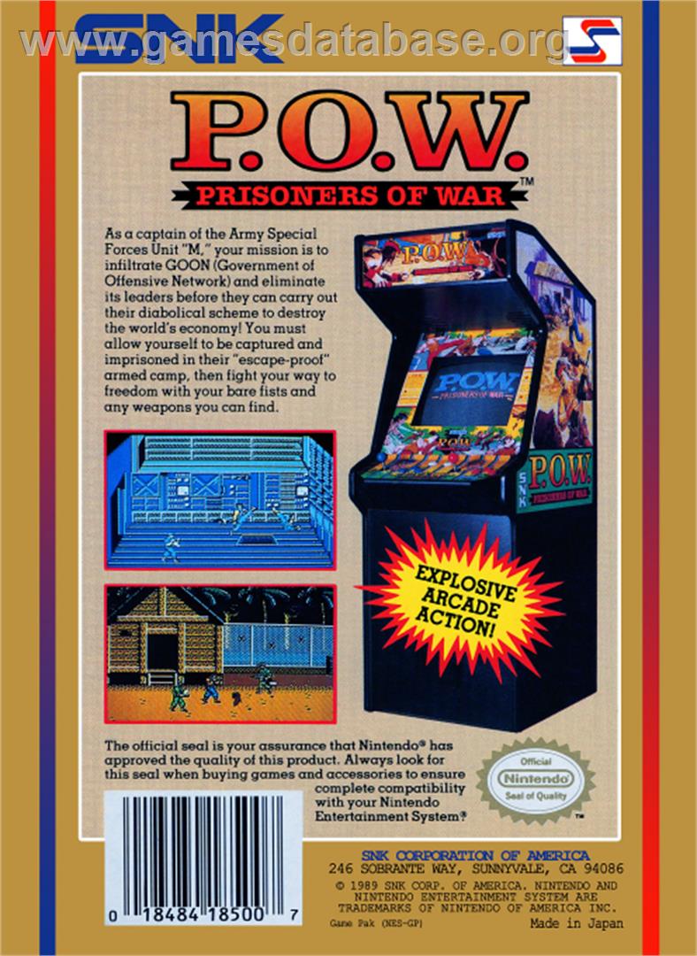 P.O.W. - Prisoners of War - Nintendo NES - Artwork - Box Back