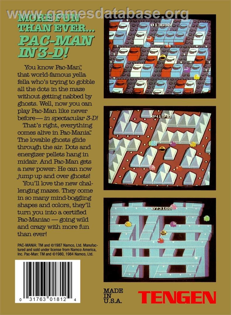 Pac-mania - Nintendo NES - Artwork - Box Back