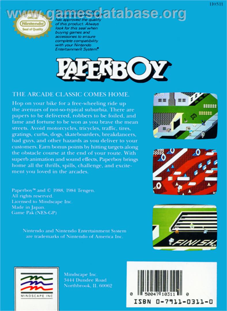 Paperboy - Nintendo NES - Artwork - Box Back