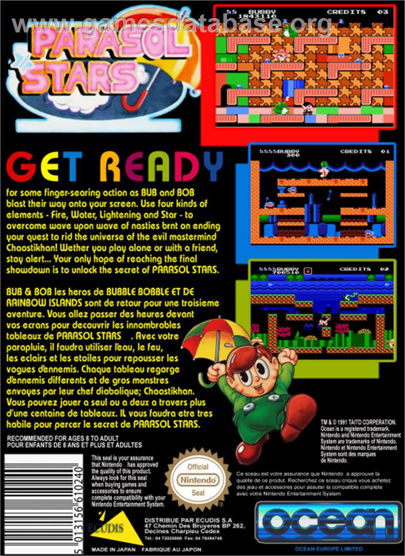 Parasol Stars: The Story of Bubble Bobble 3 - Nintendo NES - Artwork - Box Back