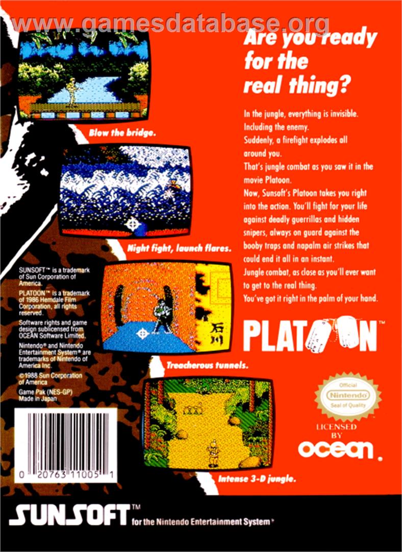 Platoon - Nintendo NES - Artwork - Box Back