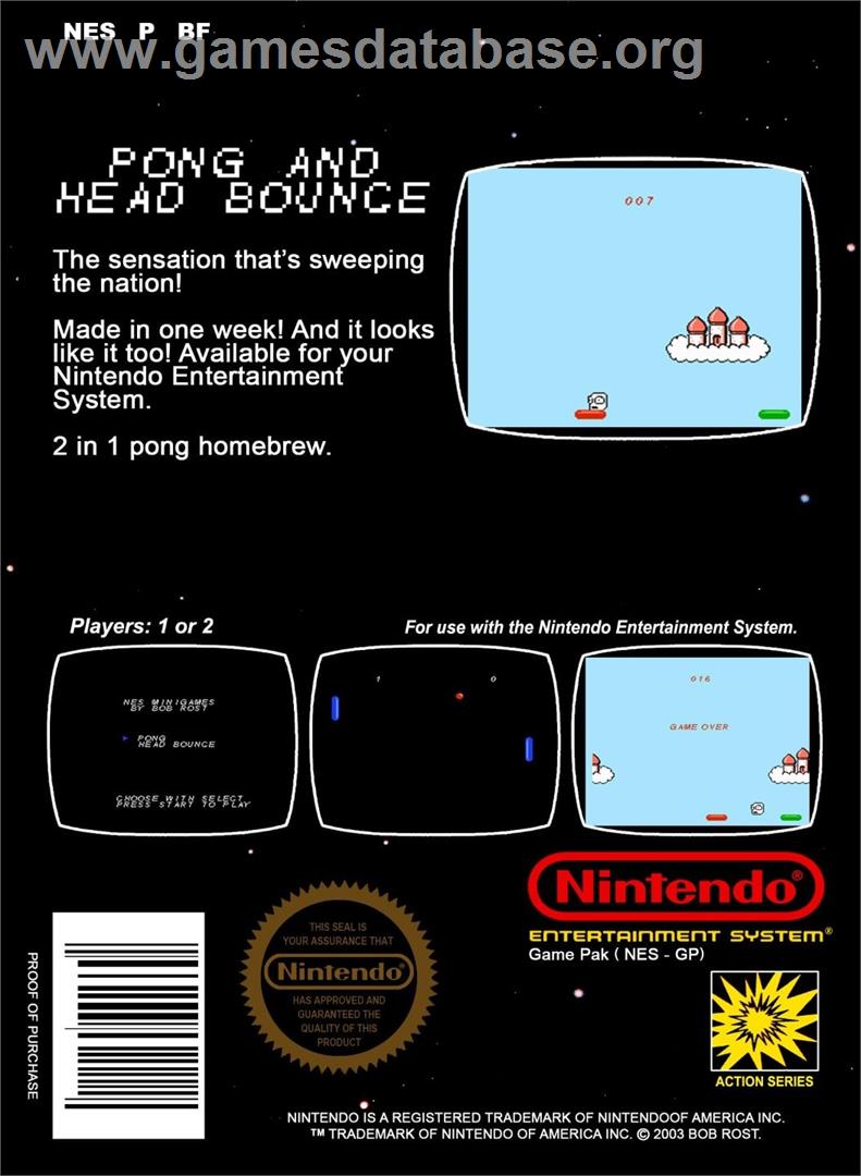 Pong And Head Bounce - Nintendo NES - Artwork - Box Back