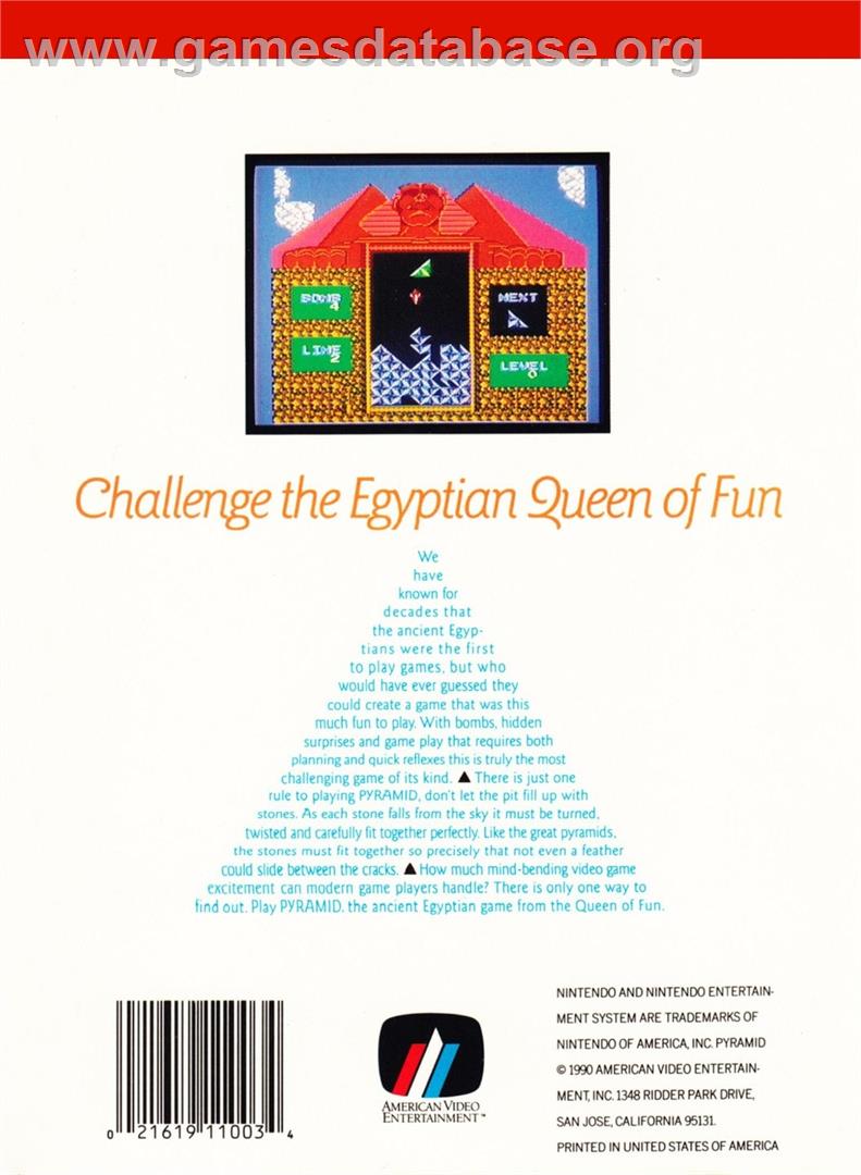 Pyramid - Nintendo NES - Artwork - Box Back