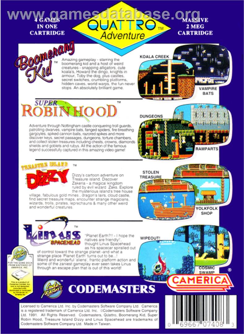 Quattro Adventure - Nintendo NES - Artwork - Box Back