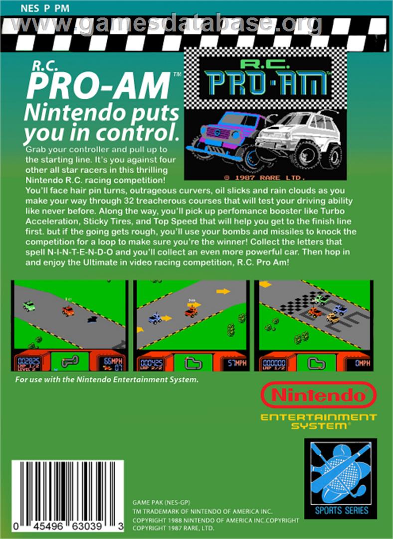 R.C. Pro-Am - Nintendo NES - Artwork - Box Back